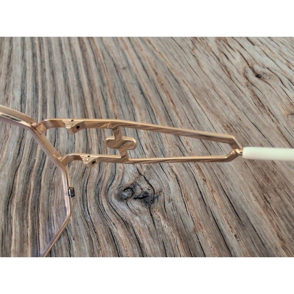 Vintage CAZAL 80s Open EYEGLASSES FRAME Only Women Gold Hexagonal Lens 58 14 140 - Picture 16 of 16